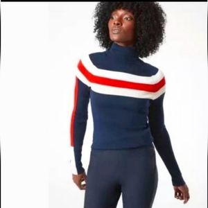 Navy Blue and Red Striped Women's Sweater